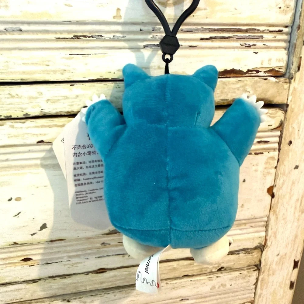 Plush Snorlax Pokemon Plush Keychain in Teal and Cream